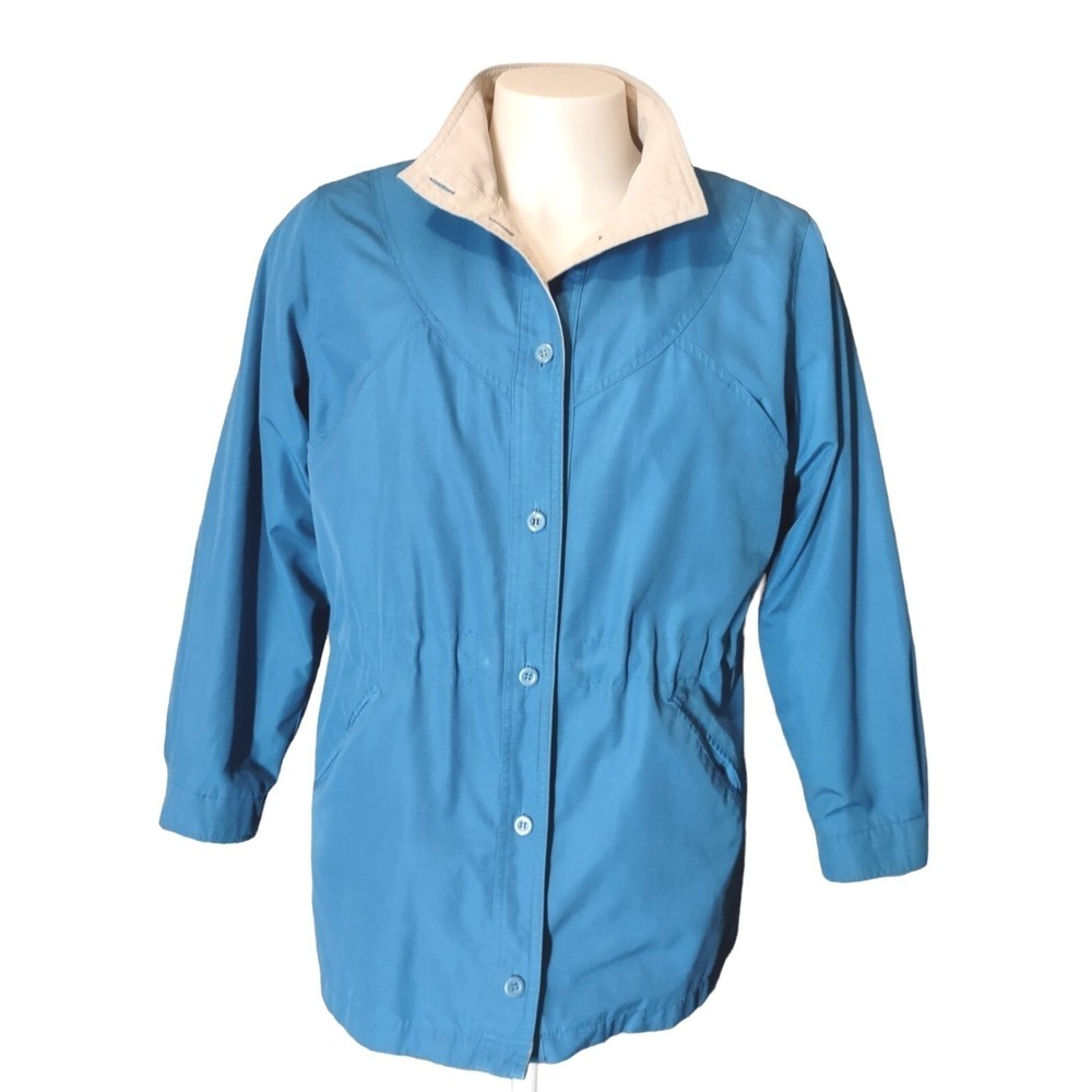 London‎ Fog Jacket 16 REG Womens Vintage Coat Cabin Gorp Core Blue Retro Parka